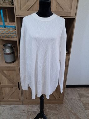 New Sailwind Knit Tunic Sweater Women’s 2X White Textured Plus Size Preppy